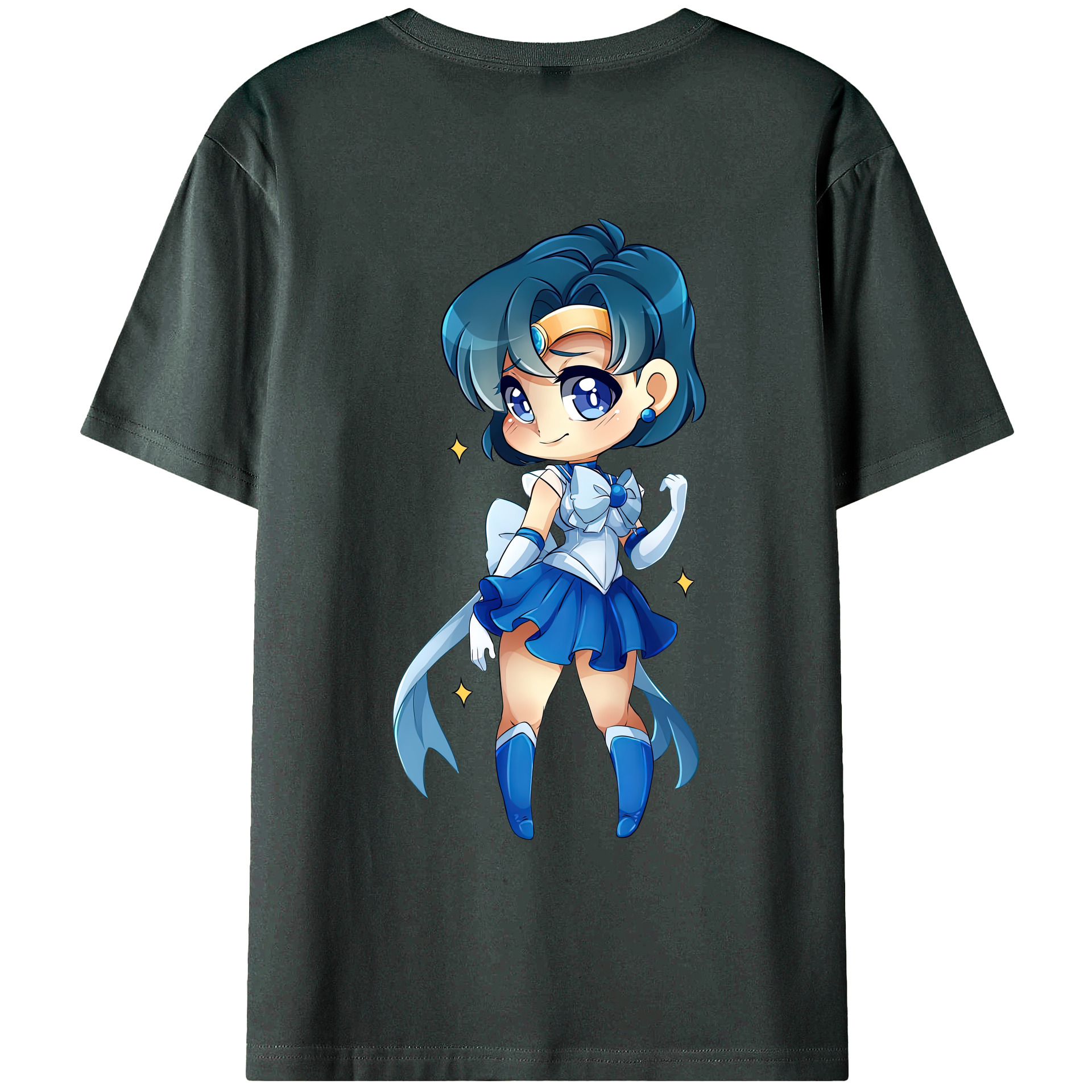 （画像用） 美少女戦士セーラームーン 水野 亜美 みずの あみ Sailor Moon Mizuno Ami 綿100％ メンズ半袖Tシャツ（バックプリント） 通気性